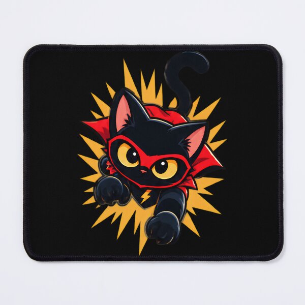 Item preview, Rooftop Hero Cat - Black Cat Superhero Red Cape Sky designed and sold by Retro Whiskers.