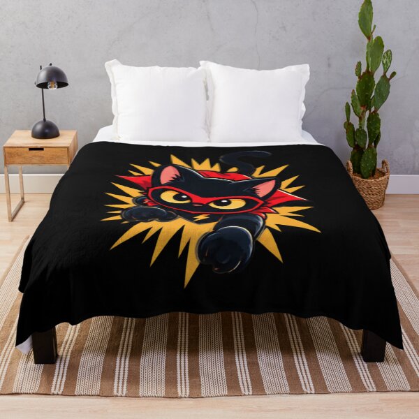 Item preview, Rooftop Hero Cat - Black Cat Superhero Red Cape Sky designed and sold by Retro Whiskers.