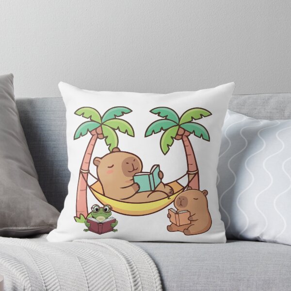 Item preview, Chill Capybara and Frog Book Club Tropical Hammock Reading designed and sold by LensDyn™.