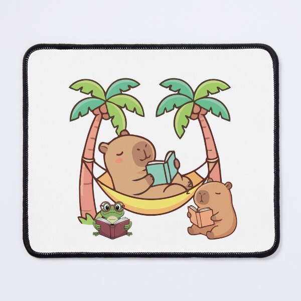 Item preview, Chill Capybara and Frog Book Club Tropical Hammock Reading designed and sold by LensDyn™.