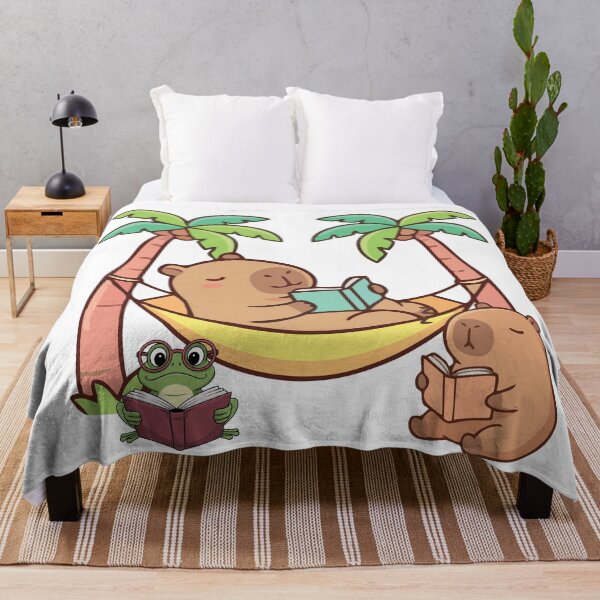 Item preview, Chill Capybara and Frog Book Club Tropical Hammock Reading designed and sold by LensDyn™.