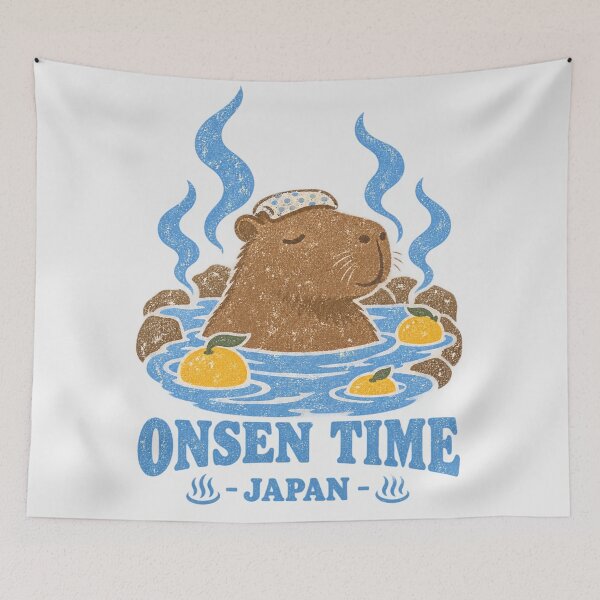 Item preview, Capybara Onsen Time Japan Yuzu Bath Simple Design designed and sold by Yellowriversss.