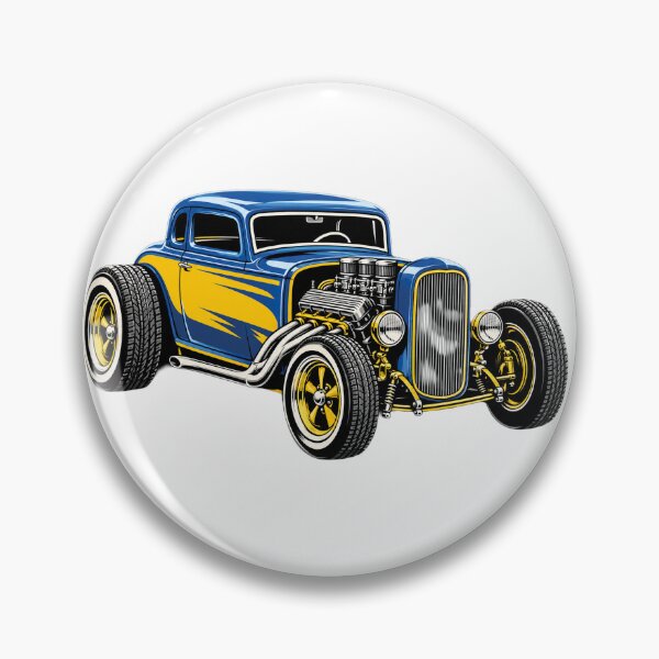 Item preview, Retro Hot Rod Speed Club - Vintage Blue and Yellow Custom Car  designed and sold by AgdBol.