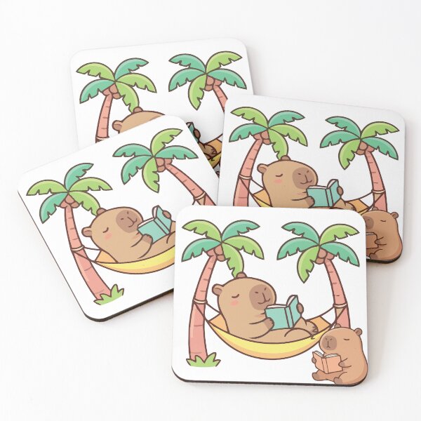 Item preview, Cute Capybara Reading Books Hammock Tropical Palm Trees designed and sold by LensDyn™.