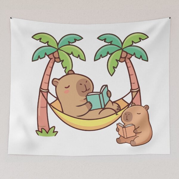 Item preview, Cute Capybara Reading Books Hammock Tropical Palm Trees designed and sold by LensDyn™.