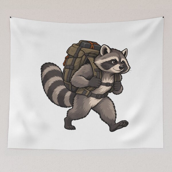 Item preview, Raccoon Rucking With Heavy Backpack designed and sold by Philippa Shop.