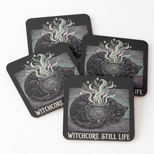 Item preview, Witchcore Still Life Sleeping Black Cat Cauldron Magic Linocut Shirt    designed and sold by TeNovaStudio.