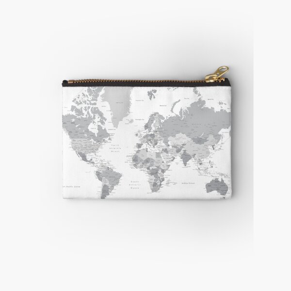 Item preview, Gray world map with cities, states, countries designed and sold by blursbyai.