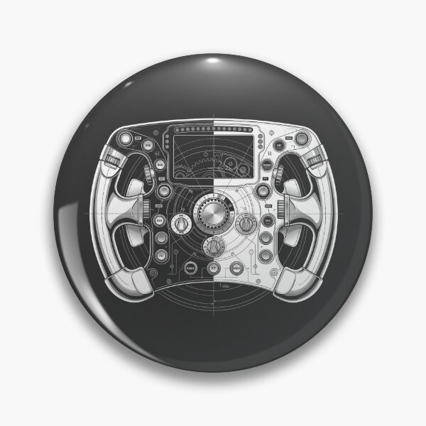 Item preview, Sim Racing Steering Wheel Technical Black and White Graphic designed and sold by KiwiRider.