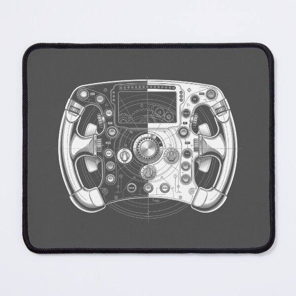 Item preview, Sim Racing Steering Wheel Technical Black and White Graphic designed and sold by KiwiRider.