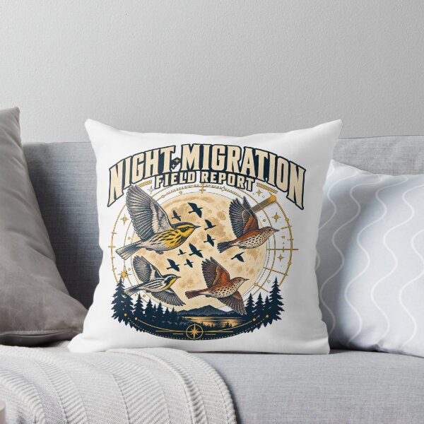 Item preview, Night Migration Field Report - Vintage Warbler & Thrush Moon Birdwatching designed and sold by Neurospicy Trolls.