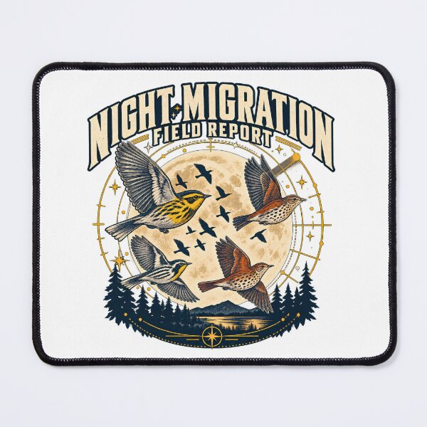 Item preview, Night Migration Field Report - Vintage Warbler & Thrush Moon Birdwatching designed and sold by Neurospicy Trolls.