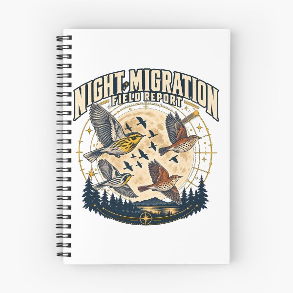 Item preview, Night Migration Field Report - Vintage Warbler & Thrush Moon Birdwatching designed and sold by Neurospicy Trolls.