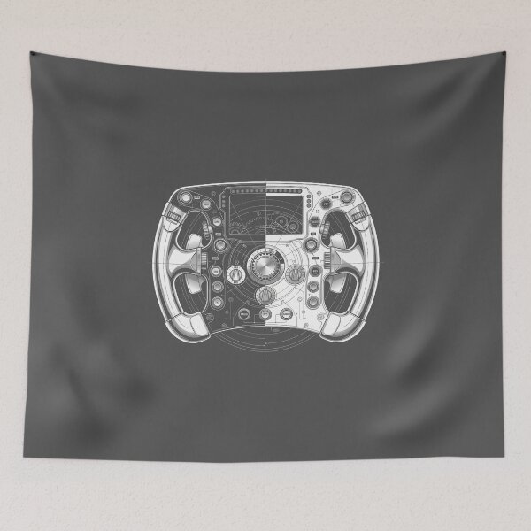 Item preview, Sim Racing Steering Wheel Technical Black and White Graphic designed and sold by KiwiRider.