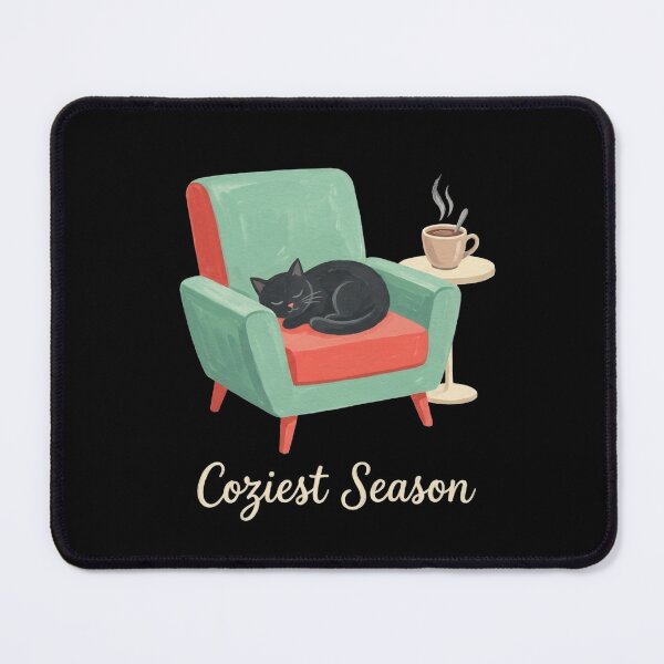 Item preview, Coziest Season Sleeping Black Cat Retro Armchair Coffee Aesthetic Graphic Shirt designed and sold by TeNovaStudio.