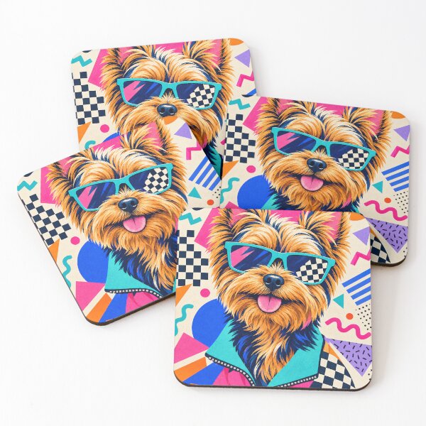 Item preview, 80s Memphis Yorkshire Terrier – Colorful Retro Dog Pop Art designed and sold by Jandedan.