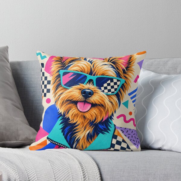 Item preview, 80s Memphis Yorkshire Terrier – Colorful Retro Dog Pop Art designed and sold by Jandedan.
