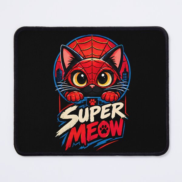 Item preview, Super Meow - Black Cat Spider Web Superhero Comic Book Style designed and sold by Retro Whiskers.