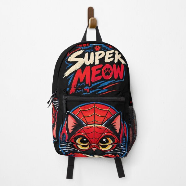 Item preview, Super Meow - Black Cat Spider Web Superhero Comic Book Style designed and sold by Retro Whiskers.