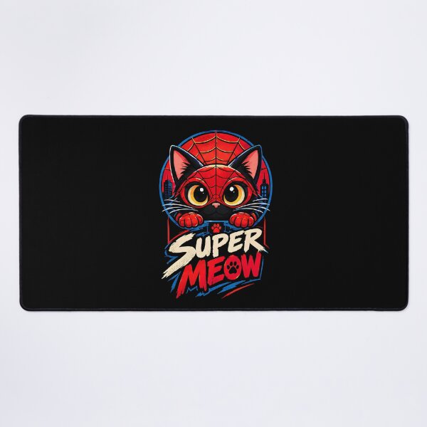 Item preview, Super Meow - Black Cat Spider Web Superhero Comic Book Style designed and sold by Retro Whiskers.