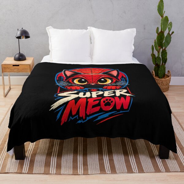 Item preview, Super Meow - Black Cat Spider Web Superhero Comic Book Style designed and sold by Retro Whiskers.