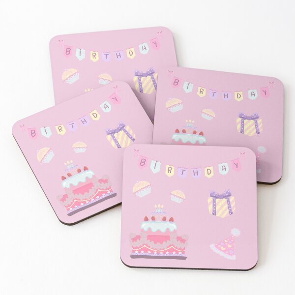 Item preview, Pack of 6 stickers with a birthday theme including cake, flags, sweets, a gift, and a birthday hat.  designed and sold by Jelly Studio.