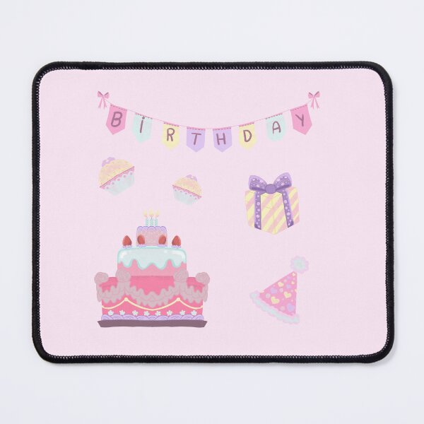 Item preview, Pack of 6 stickers with a birthday theme including cake, flags, sweets, a gift, and a birthday hat. designed and sold by Jelly Studio.