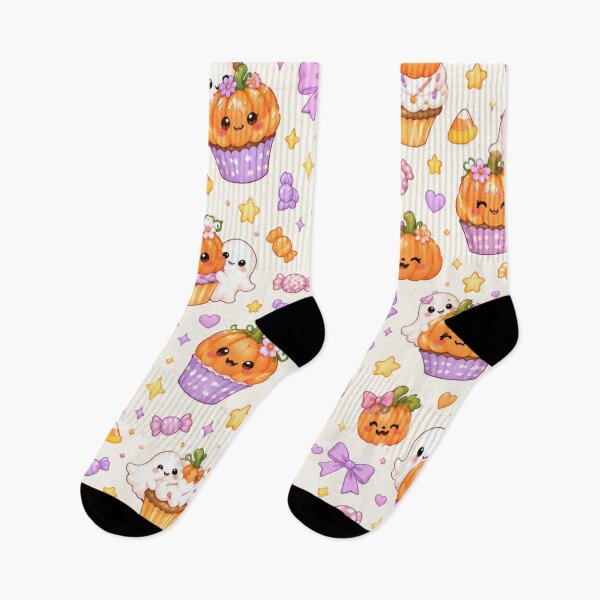 Item preview, Cute Pumpkin Cupcake Halloween Kawaii Pattern designed and sold by Moonlight Studio.