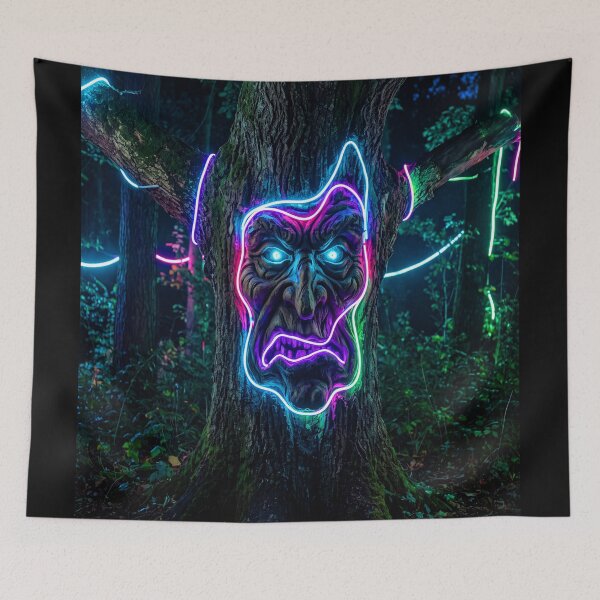 Item preview, NEON FACE ON A TREE designed and sold by NOIMION DIGITAL ART.
