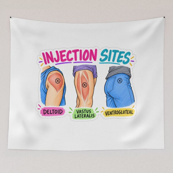 Item preview, Injection Sites Intramuscular Nursing Student Sticker designed and sold by isokinetic.