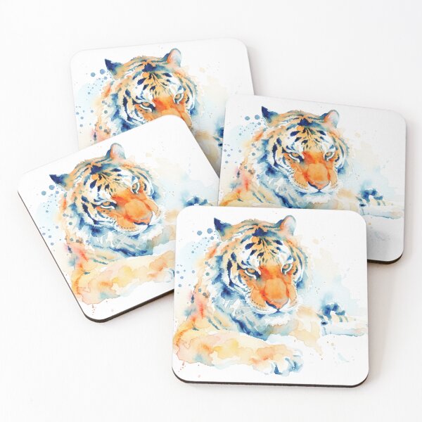 Item preview, Vibrant Resting Tiger Watercolor Big Cat Art designed and sold by caracatita75.