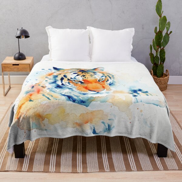 Item preview, Vibrant Resting Tiger Watercolor Big Cat Art designed and sold by caracatita75.
