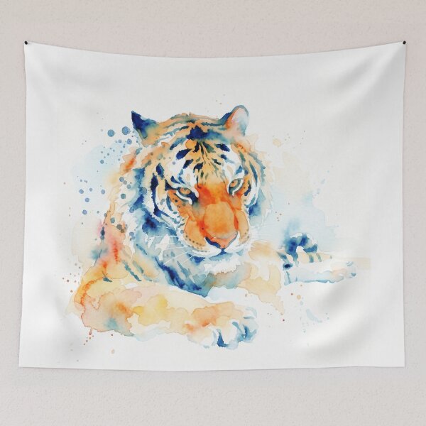 Item preview, Vibrant Resting Tiger Watercolor Big Cat Art designed and sold by caracatita75.