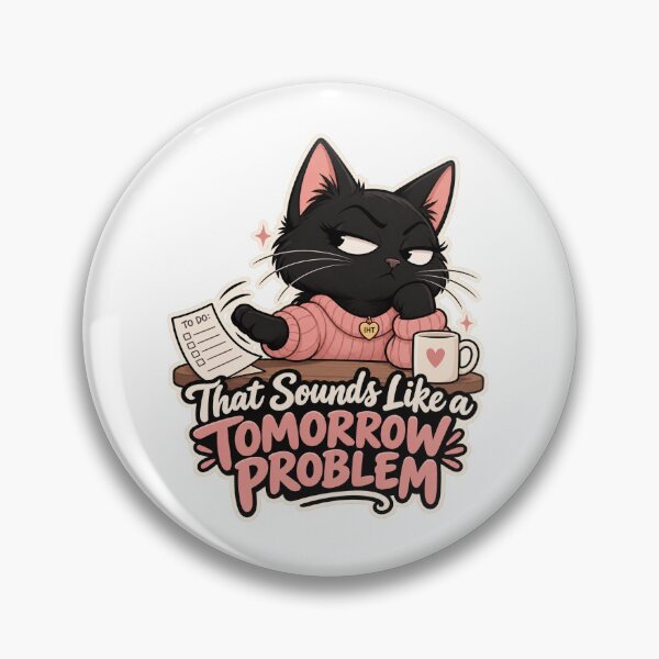 Item preview, That Sounds Like a Tomorrow Problem – Funny Procrastination Black Cat designed and sold by InspireHerTribe.
