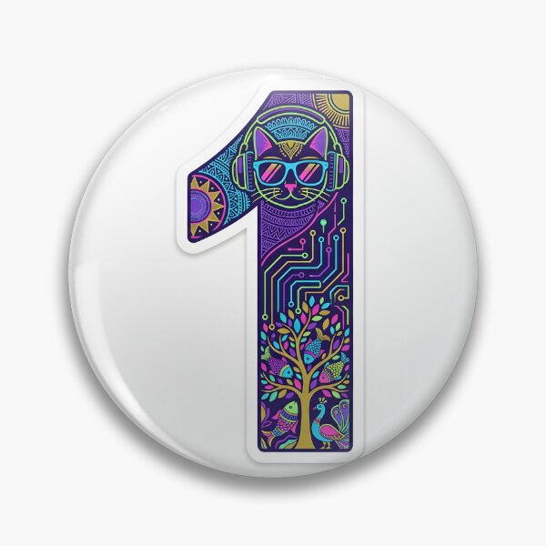 Item preview, Cyber Cat Number 1 - Futuristic Madhubani Fusion Sticker Art designed and sold by robertronda1.