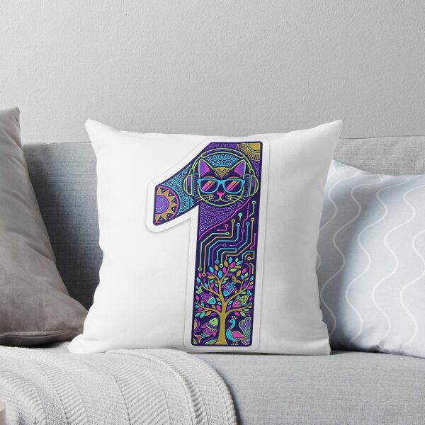 Item preview, Cyber Cat Number 1 - Futuristic Madhubani Fusion Sticker Art designed and sold by robertronda1.