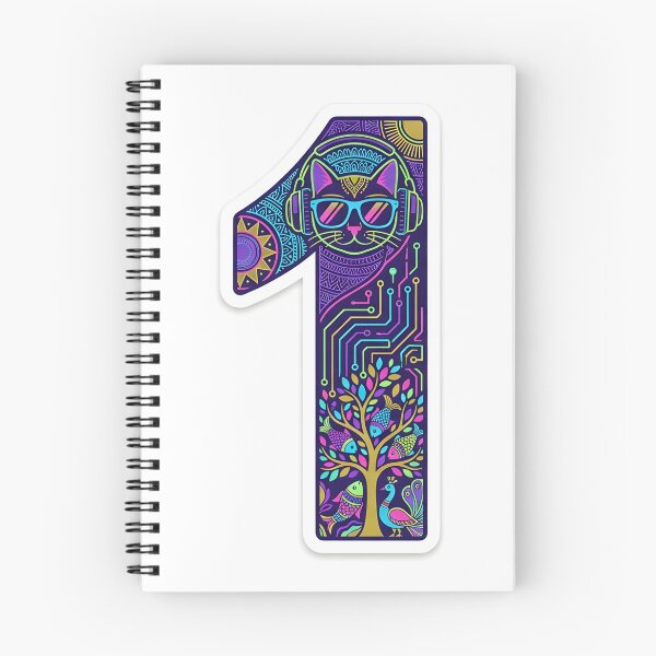 Item preview, Cyber Cat Number 1 - Futuristic Madhubani Fusion Sticker Art designed and sold by robertronda1.