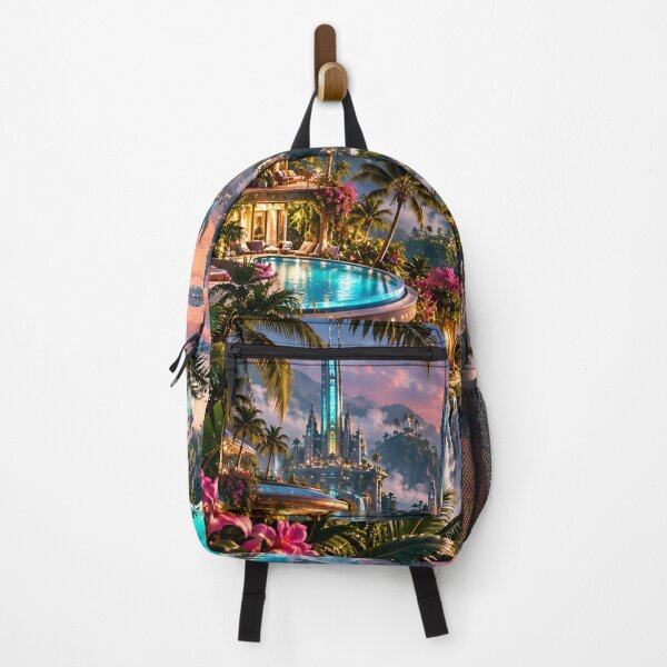 Item preview, Futuristic Tropical Paradise – Cyberpunk Island City & Ocean designed and sold by IRON SIREN.