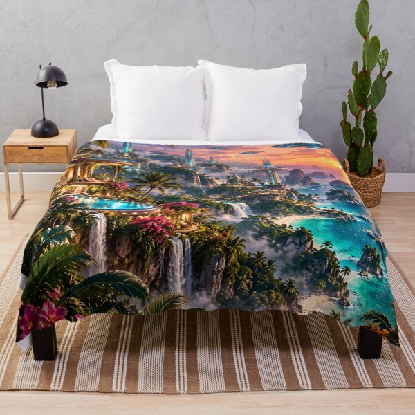 Item preview, Futuristic Tropical Paradise – Cyberpunk Island City & Ocean designed and sold by IRON SIREN.