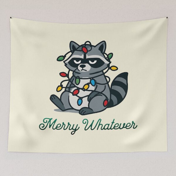 Item preview, Merry Whatever Grumpy Raccoon Christmas Humor designed and sold by Sachie's Studio.
