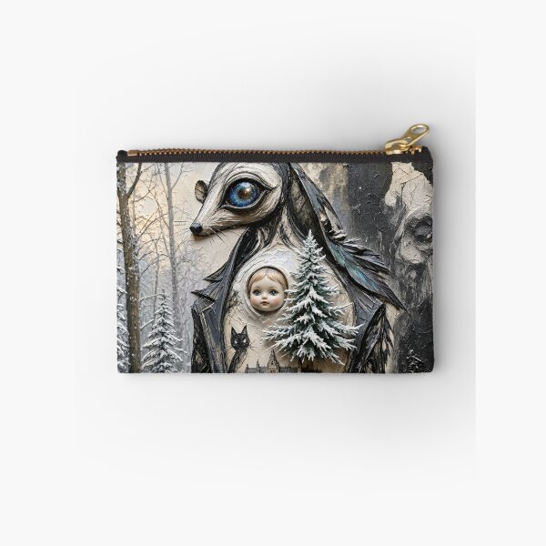 Item preview, Surreal Winter Creature Porcelain Doll Head Gothic Castle Impasto Art designed and sold by LujziWorld.