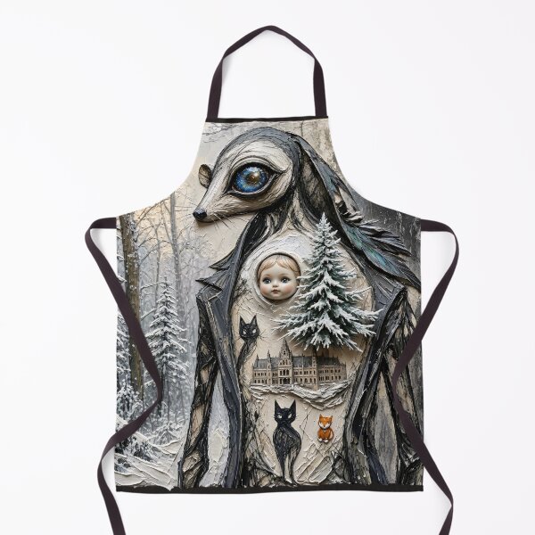 Item preview, Surreal Winter Creature Porcelain Doll Head Gothic Castle Impasto Art designed and sold by LujziWorld.