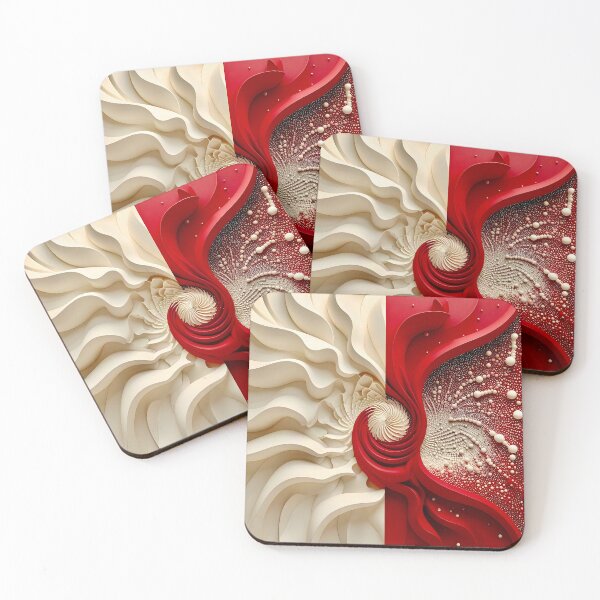 Item preview, Ruby Red and Ivory Porcelain Waves designed and sold by Vicky Brago-Mitchell®.