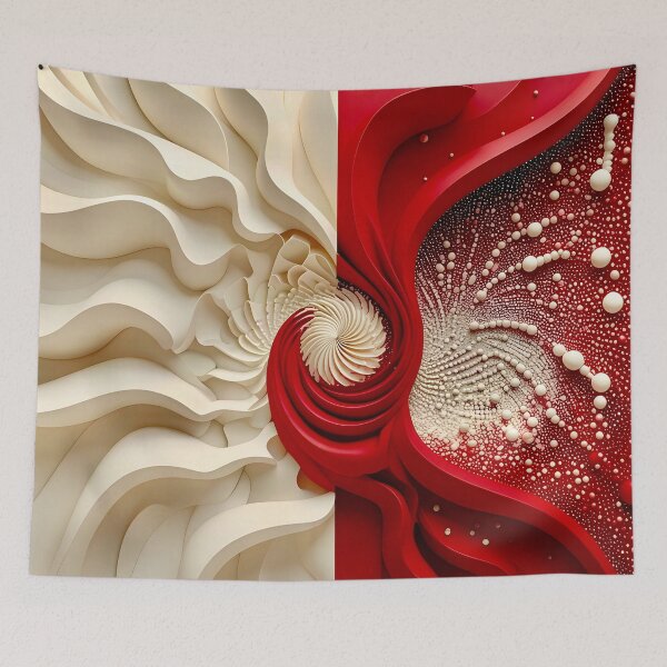 Item preview, Ruby Red and Ivory Porcelain Waves designed and sold by Vicky Brago-Mitchell®.
