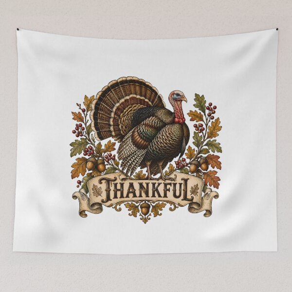 Item preview, Thankful Vintage Turkey - Retro Thanksgiving Autumn Fall designed and sold by Neurospicy Trolls.