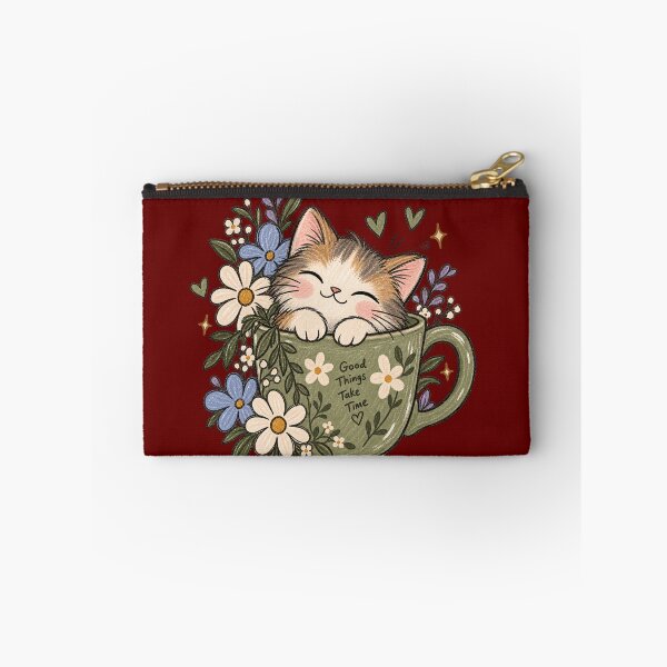 Item preview, Cozy Kitten in Floral Teacup Cute Cottagecore Cat designed and sold by designbyuzi.