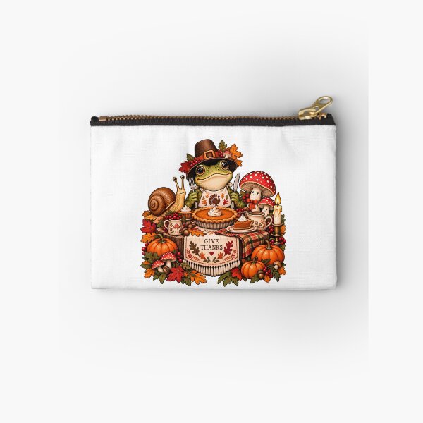 Item preview, Give Thanks Goblincore Thanksgiving Frog - Pumpkin Pie Cottagecore Fall Feast designed and sold by Neurospicy Trolls.