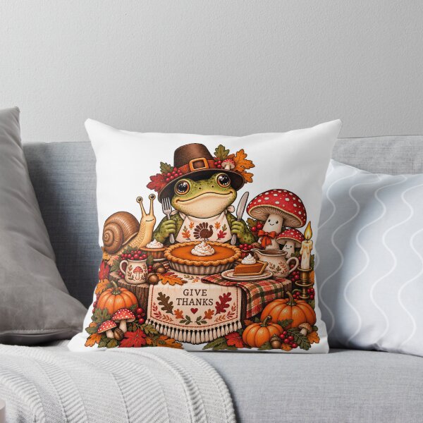Item preview, Give Thanks Goblincore Thanksgiving Frog - Pumpkin Pie Cottagecore Fall Feast designed and sold by Neurospicy Trolls.