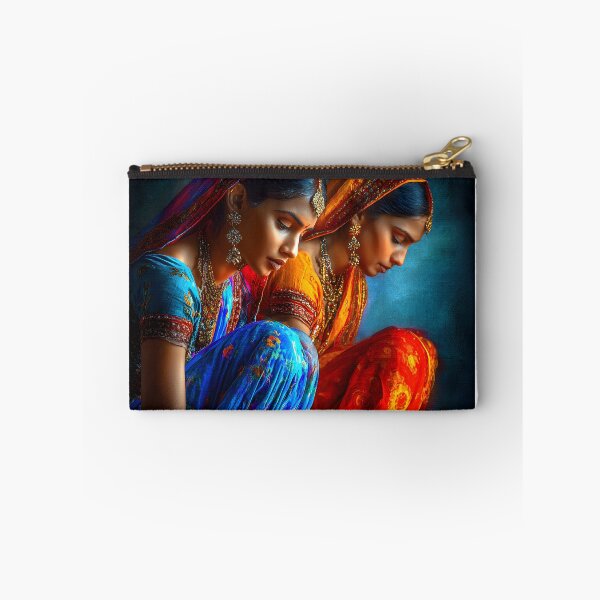 Item preview, Graceful Women with Diyas in Vibrant Traditional Wear designed and sold by Artessie.