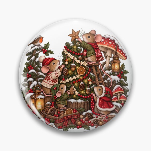 Item preview, Cozy Mice Decorating Christmas Tree - Cottagecore Goblincore Woodland Yule Mouse designed and sold by Neurospicy Trolls.